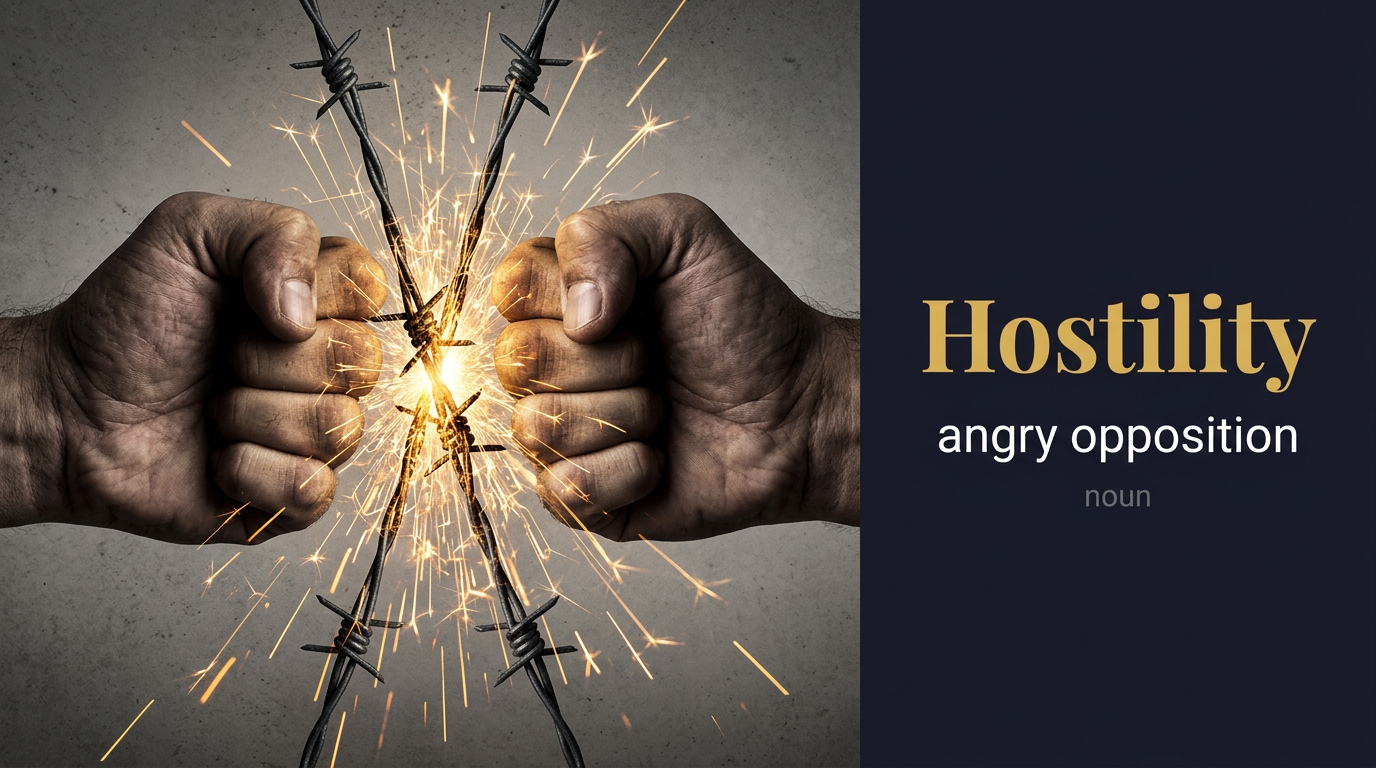 صورة توضيحية لمعنى كلمة Hostility (العداء والكراهية)
