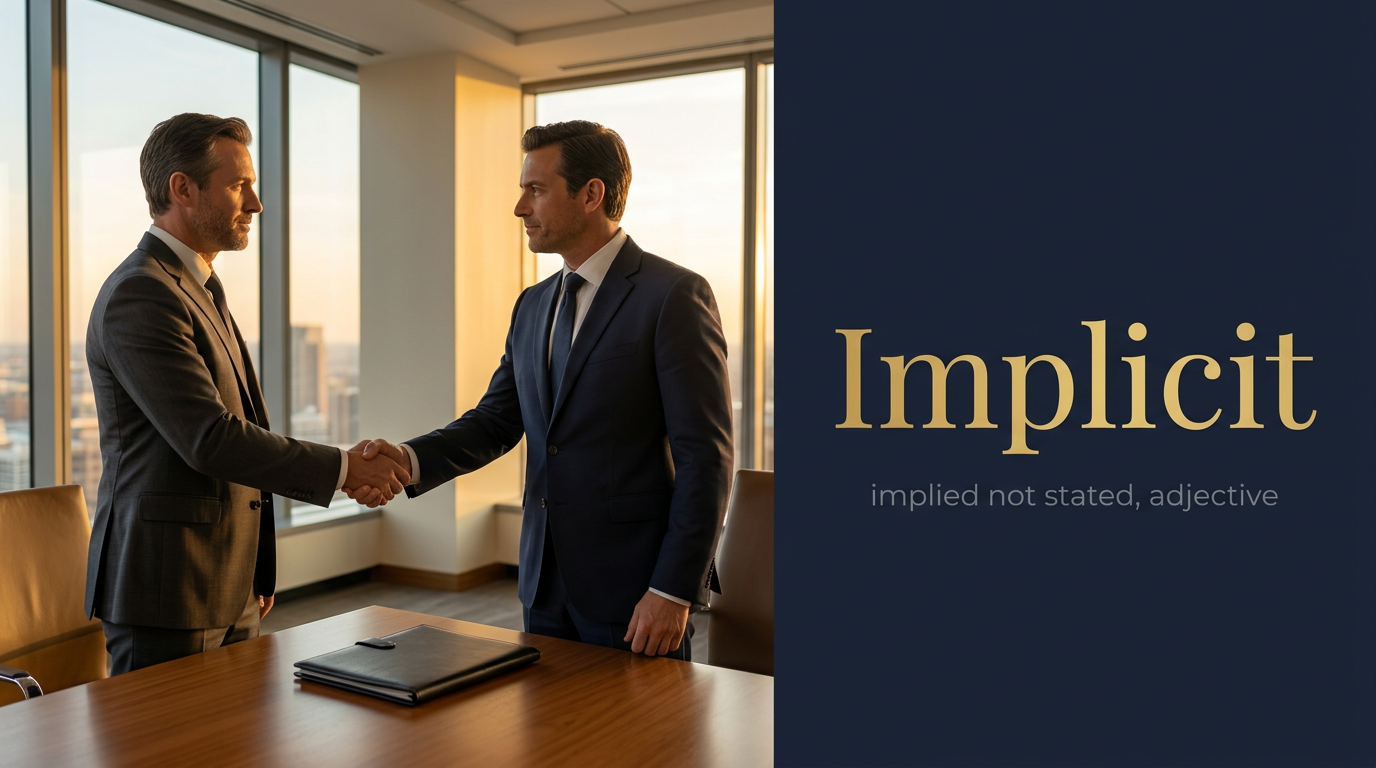 Implicit (ضمني وغير مُعلن) — illustrated meaning of the English word Implicit on GL Dictionary