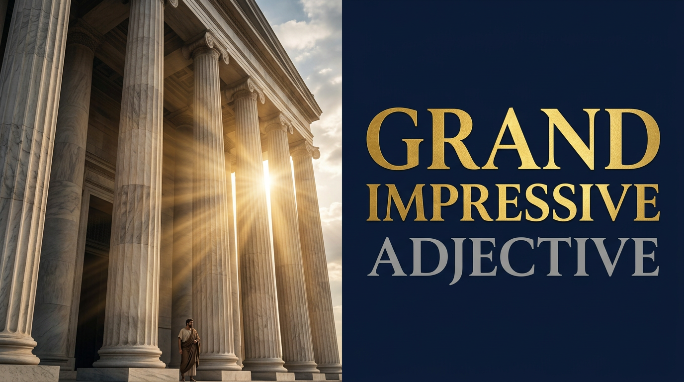 Imposing (مُهيب ومُثير) — illustrated meaning of the English word Imposing on GL Dictionary