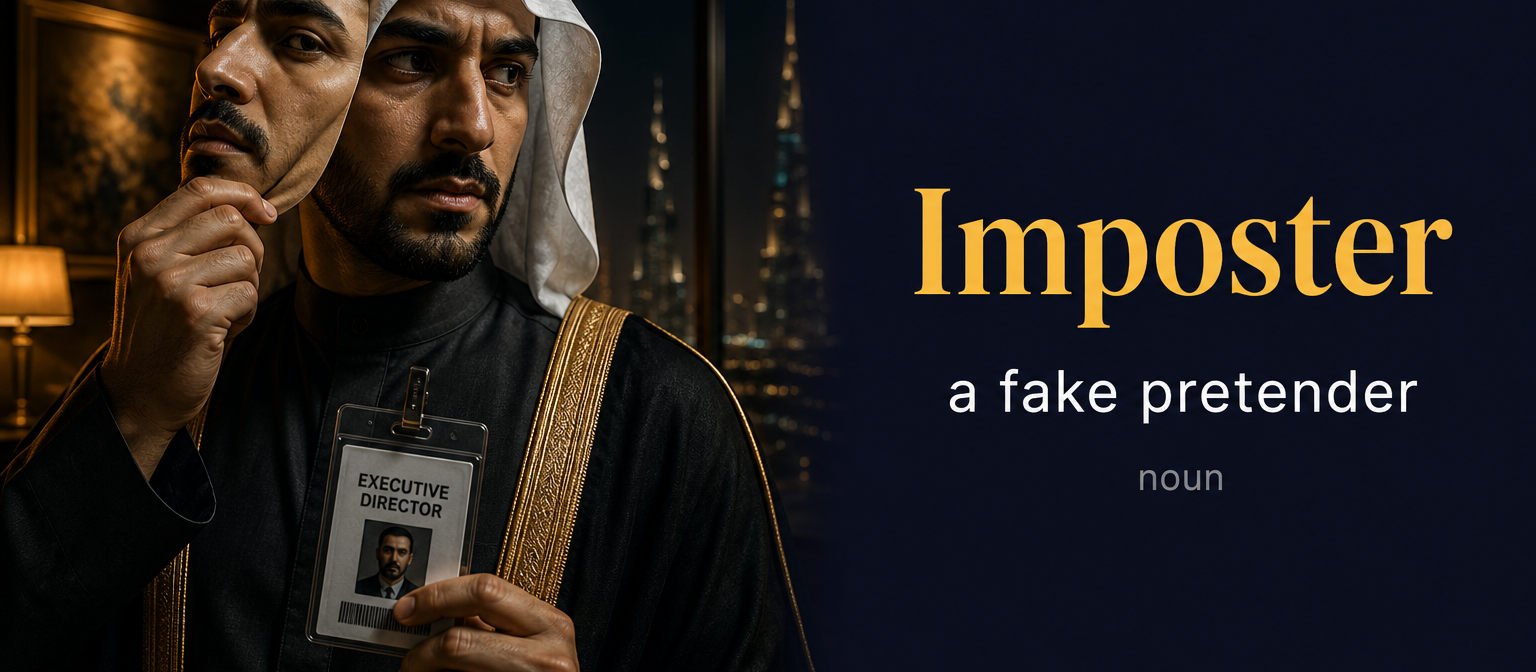 Imposter (محتال أو منتحل صفة) — illustrated meaning of the English word Imposter on GL Dictionary