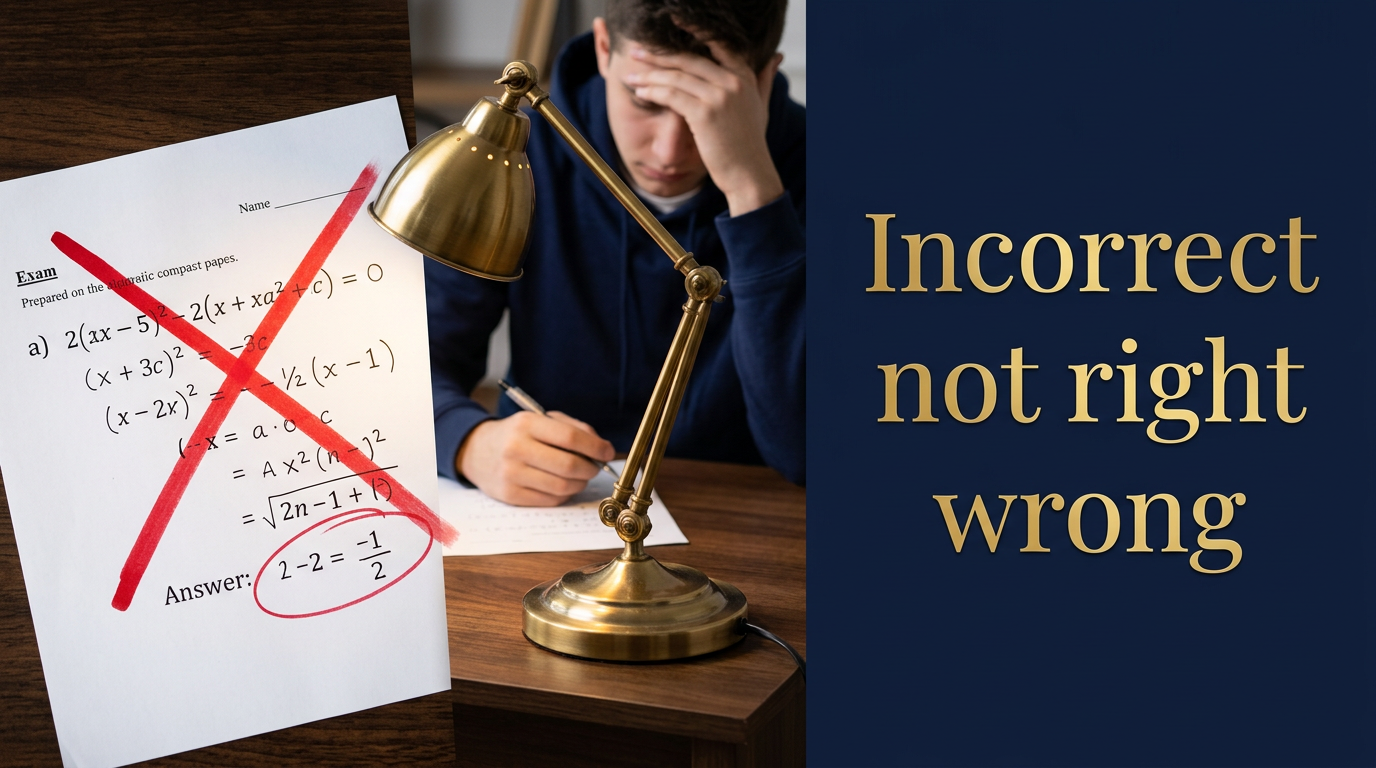 Incorrect (خاطئ وغير صحيح) — illustrated meaning of the English word Incorrect on GL Dictionary