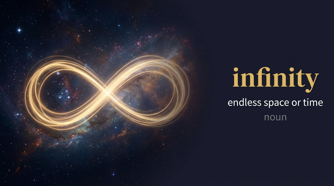 Infinity (اللانهاية المُطلقة) — illustrated meaning of the English word Infinity on GL Dictionary