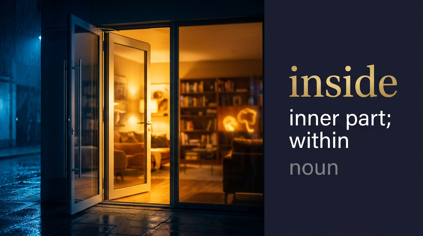 Inside (داخل ومن الباطن) — illustrated meaning of the English word Inside on GL Dictionary