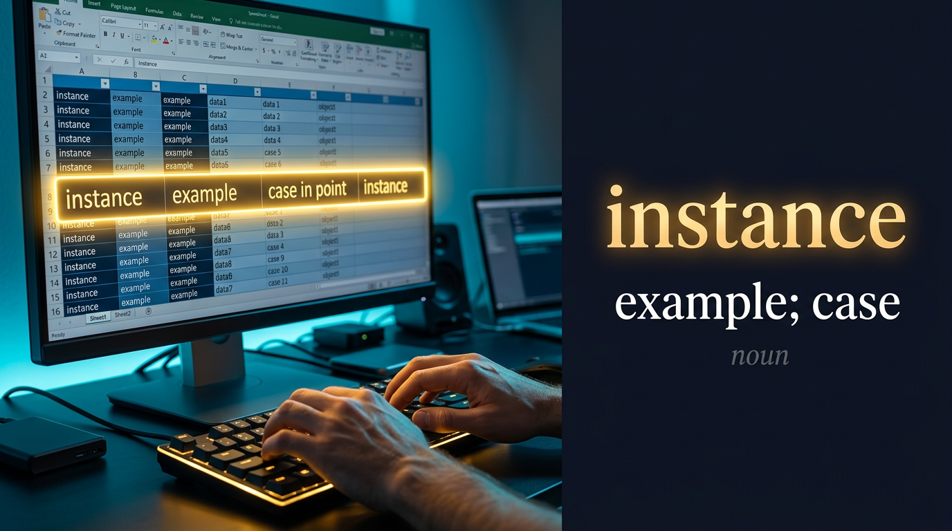 Instance (مثال ونموذج) — illustrated meaning of the English word Instance on GL Dictionary
