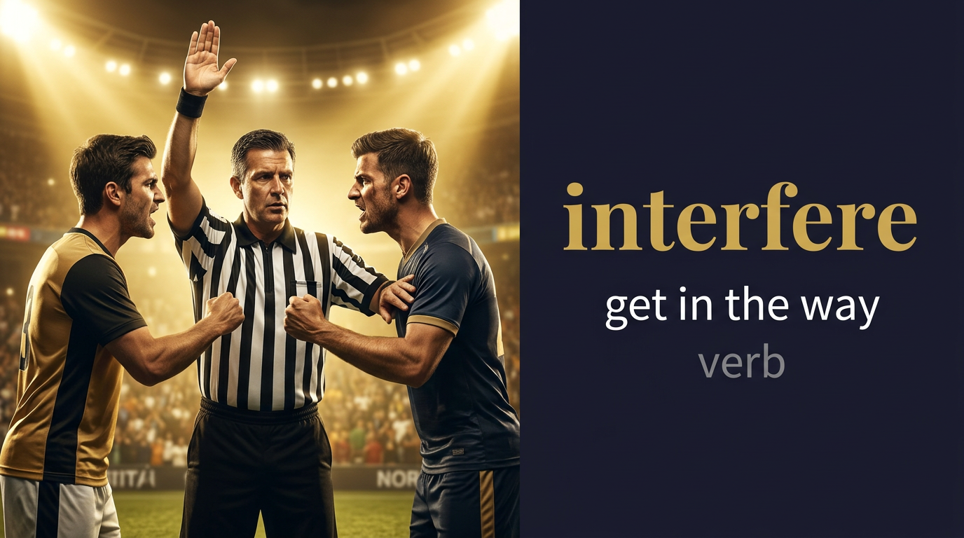 Interfere (يتدخل ويُعرقل) — illustrated meaning of the English word Interfere on GL Dictionary