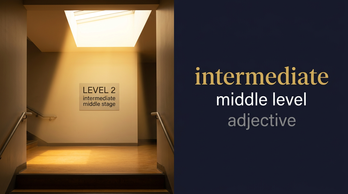 Intermediate (متوسط ومُعتدل) — illustrated meaning of the English word Intermediate on GL Dictionary