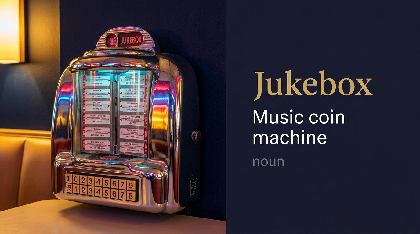 Jukebox (صندوق الموسيقى الآلي) — illustrated meaning of the English word Jukebox on GL Dictionary