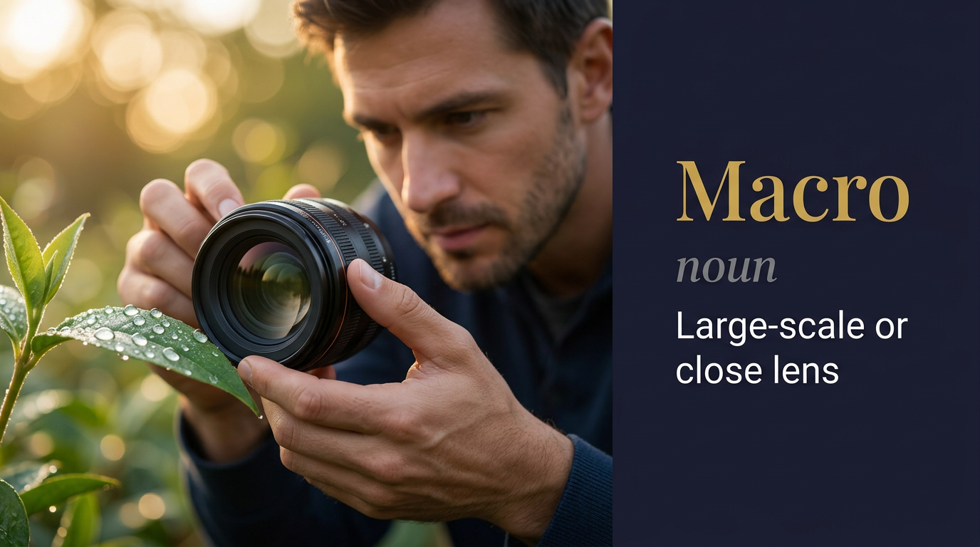 Macro (كبير) — illustrated meaning of the English word Macro on GL Dictionary