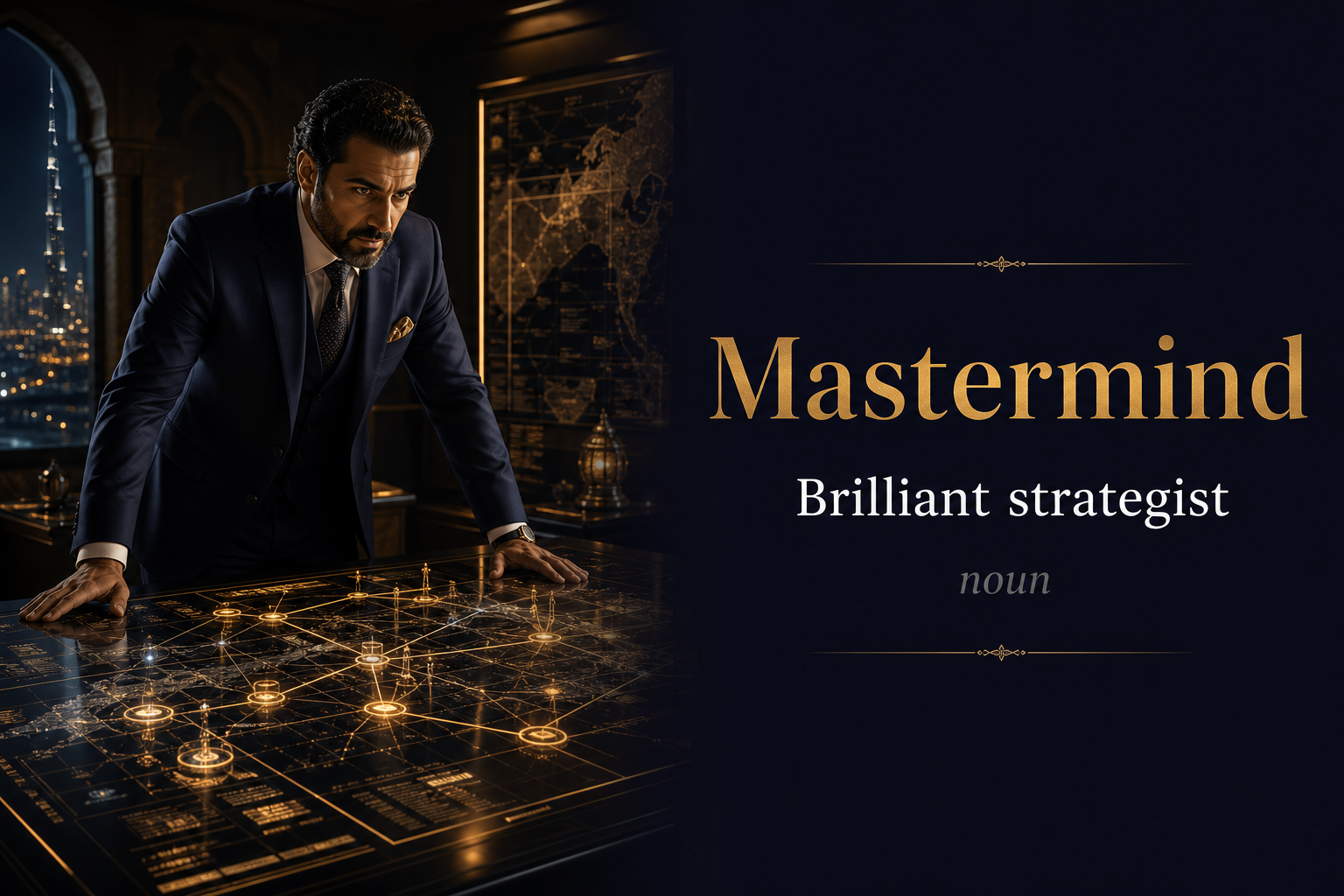 Mastermind (عقل مدبّر) — illustrated meaning of the English word Mastermind on GL Dictionary