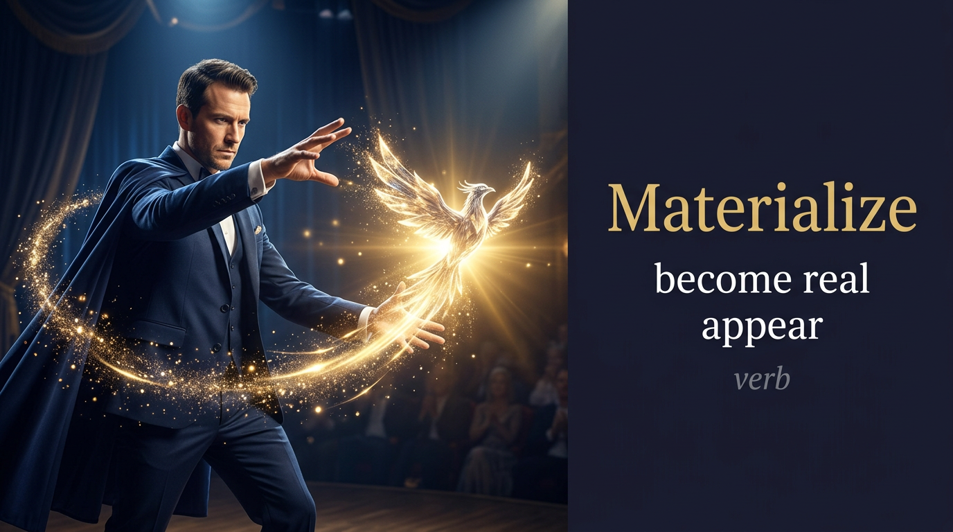 صورة توضيحية لمعنى كلمة Materialize (يتحقق)