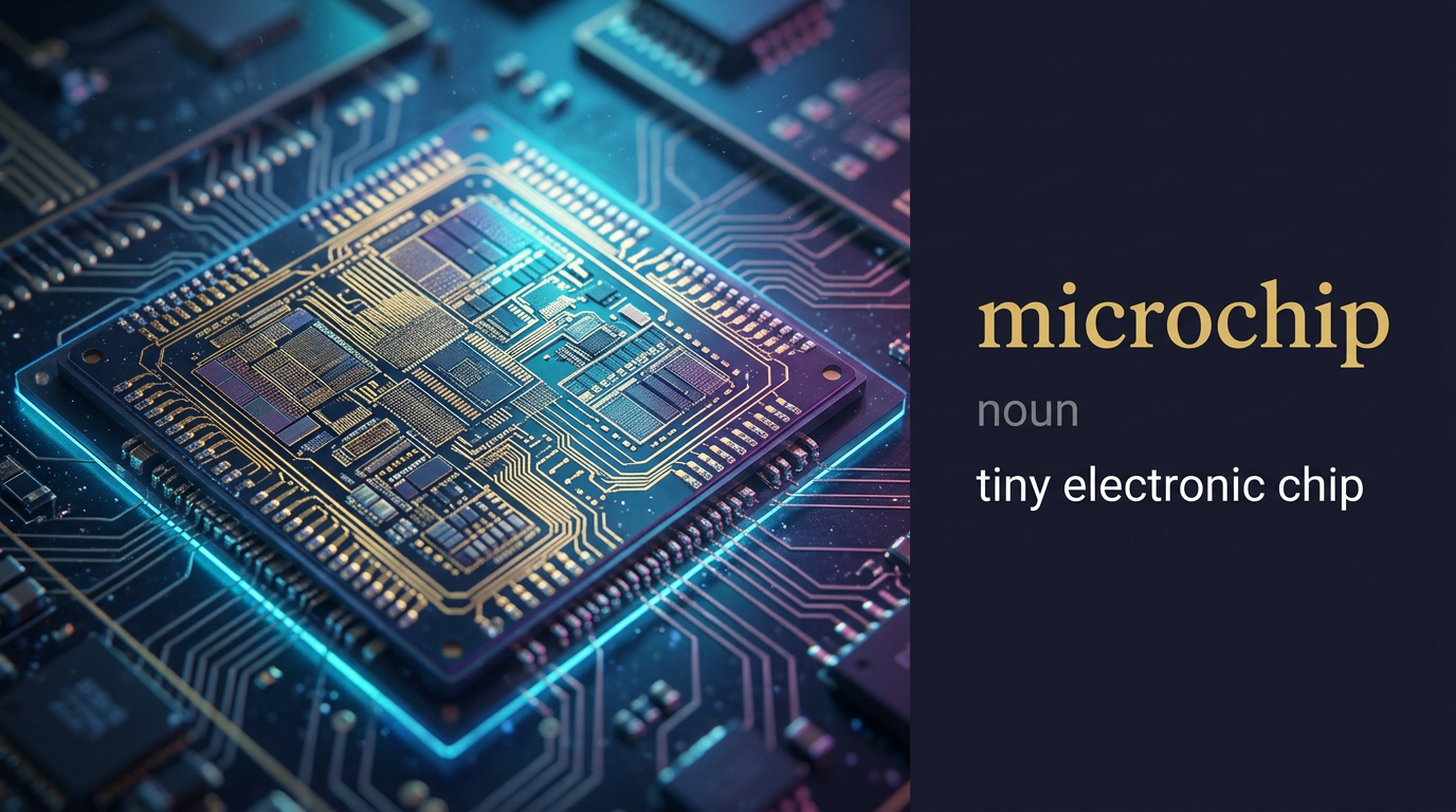 Microchip (الرقاقة الإلكترونية) — illustrated meaning of the English word Microchip on GL Dictionary