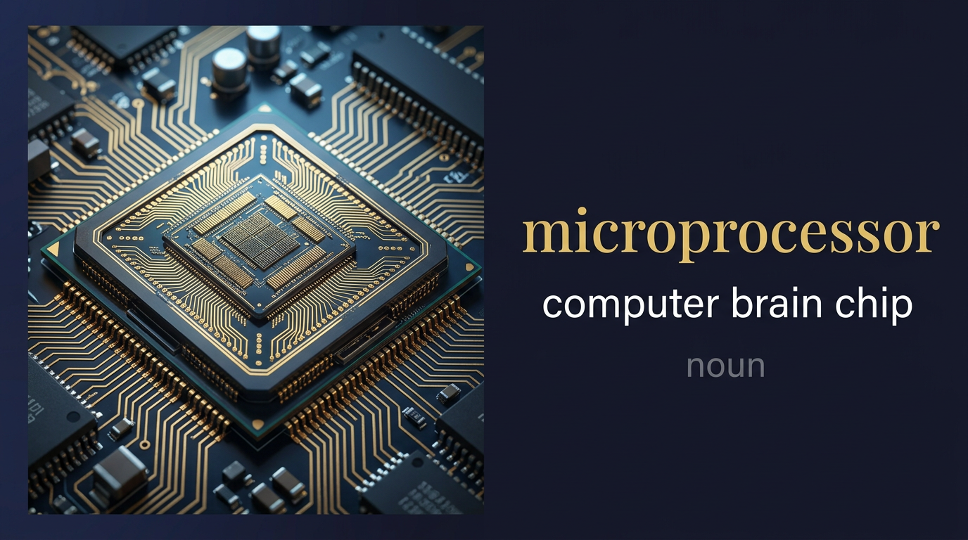 Microprocessor (المعالج الدقيق) — illustrated meaning of the English word Microprocessor on GL Dictionary