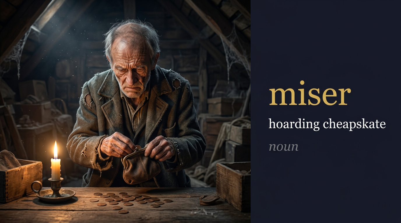 صورة توضيحية لمعنى كلمة Miser (البخيل)