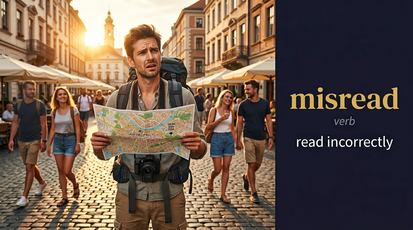 صورة توضيحية لمعنى كلمة Misread (يُخطئ في القراءة)