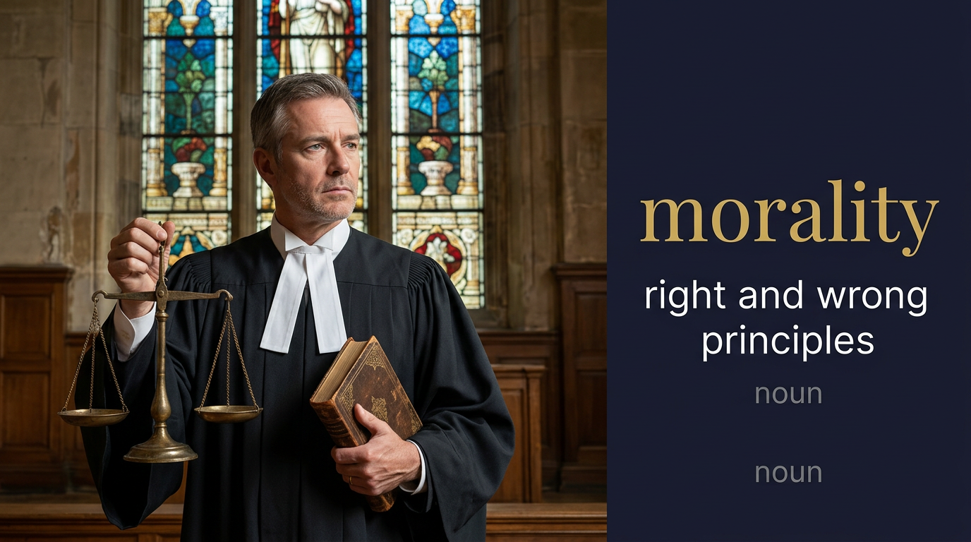 Morality (الأخلاق) — illustrated meaning of the English word Morality on GL Dictionary