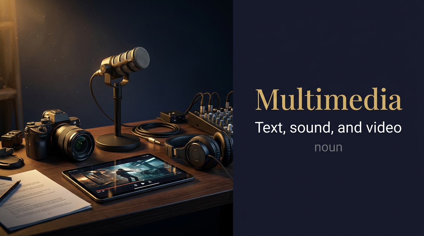 صورة توضيحية لمعنى كلمة Multimedia (الوسائط المُتعددة)