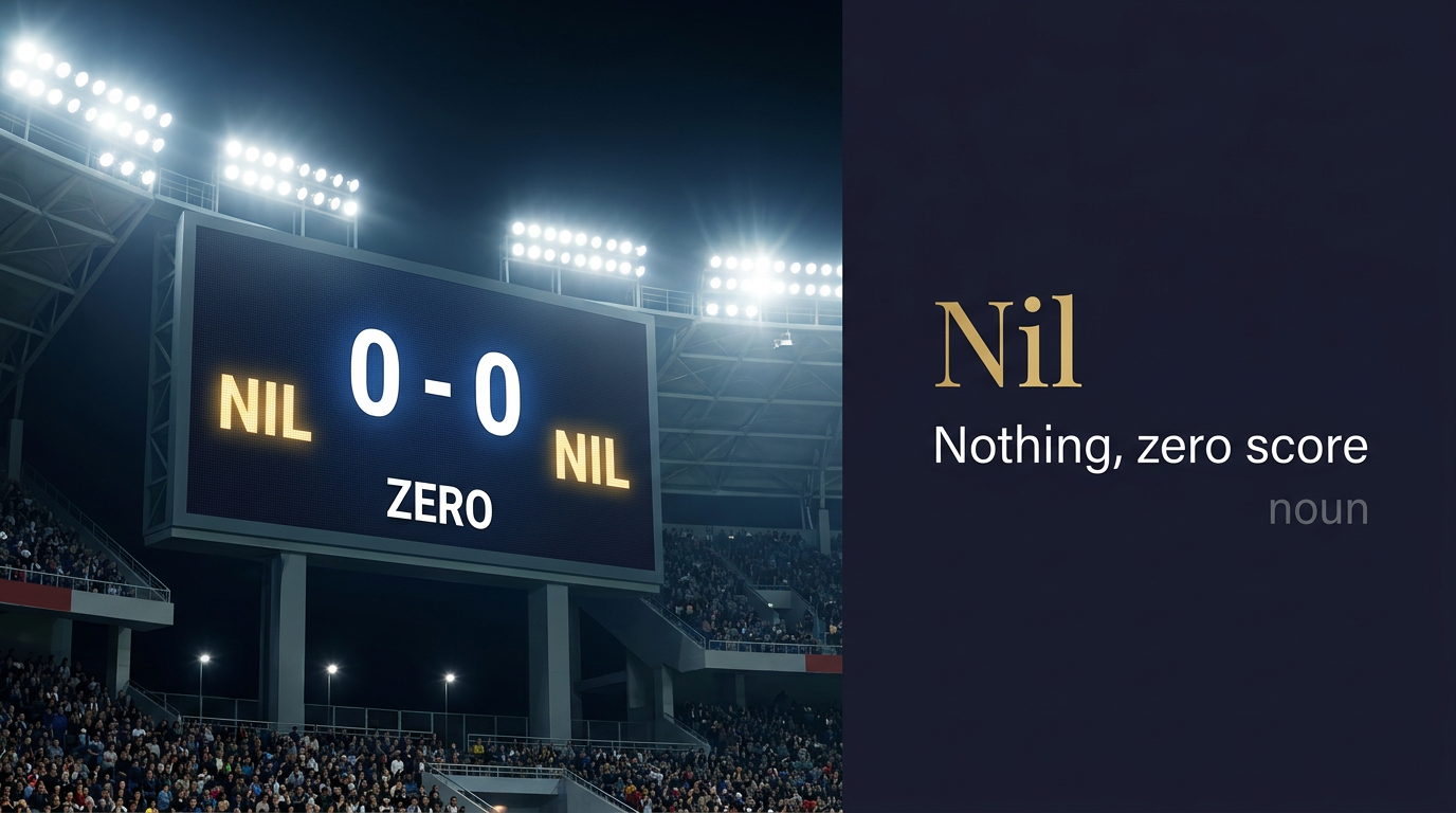 Nil (لا شيء أو صفر تماماً) — illustrated meaning of the English word Nil on GL Dictionary