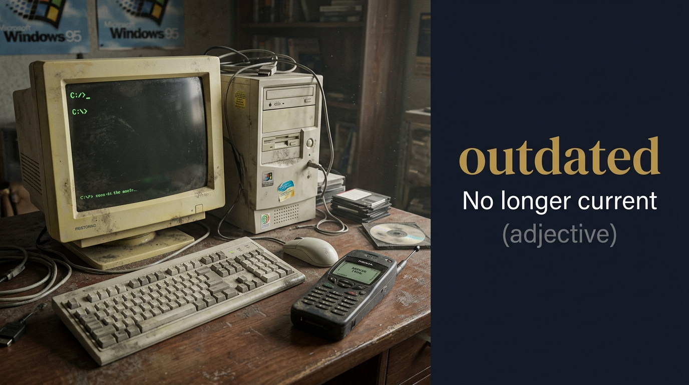 صورة توضيحية لمعنى كلمة Outdated (قديم أو عفا عليه الزمن)
