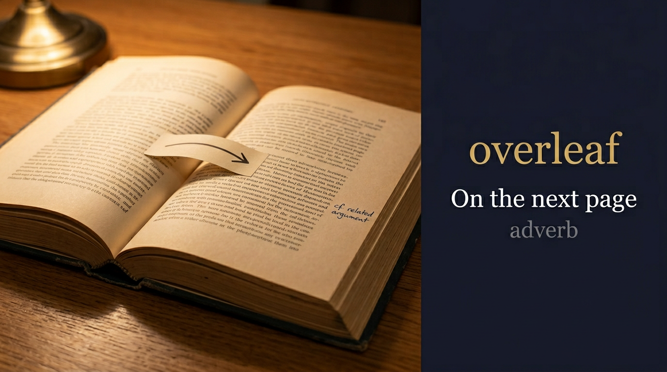 صورة توضيحية لمعنى كلمة Overleaf (في الصفحة المقابلة أو على ظهر الورقة)
