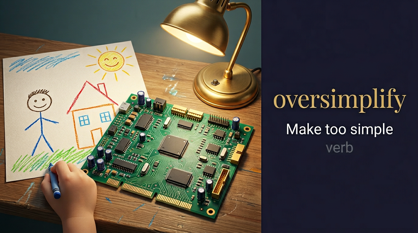 صورة توضيحية لمعنى كلمة Oversimplify (يُبسط بإفراط أو يُقلل التعقيد)