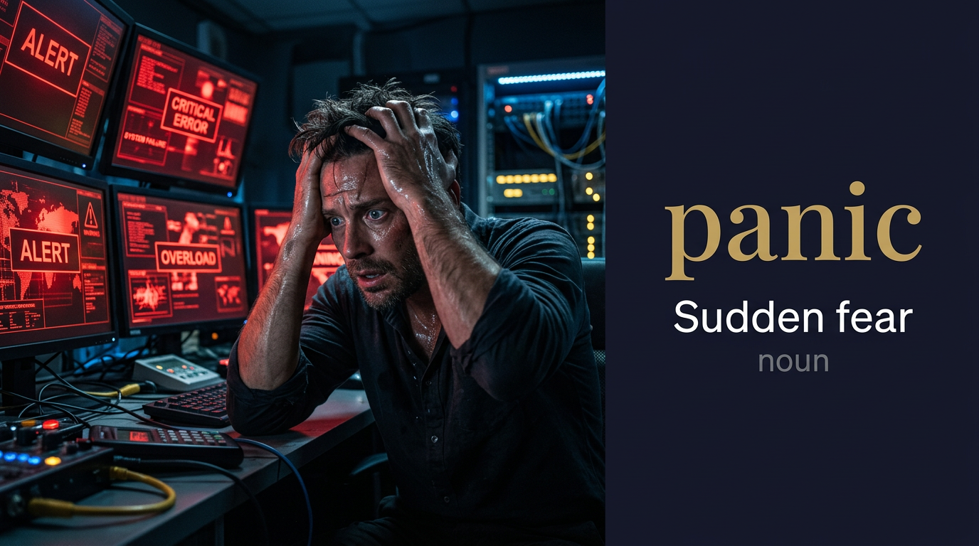 صورة توضيحية لمعنى كلمة Panic (ذعر أو خوف شديد مُفاجئ)