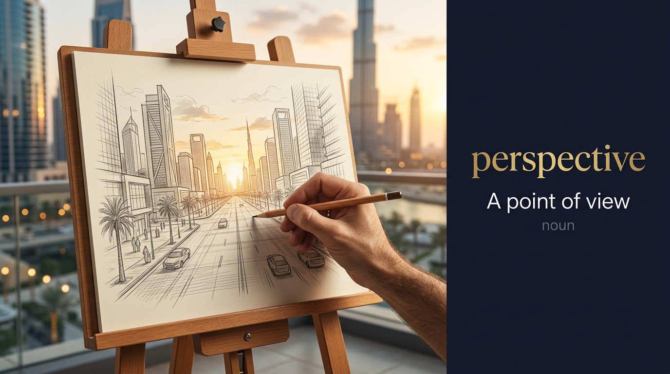 صورة توضيحية لمعنى كلمة Perspective (وجهة نظر أو زاوية رؤية)