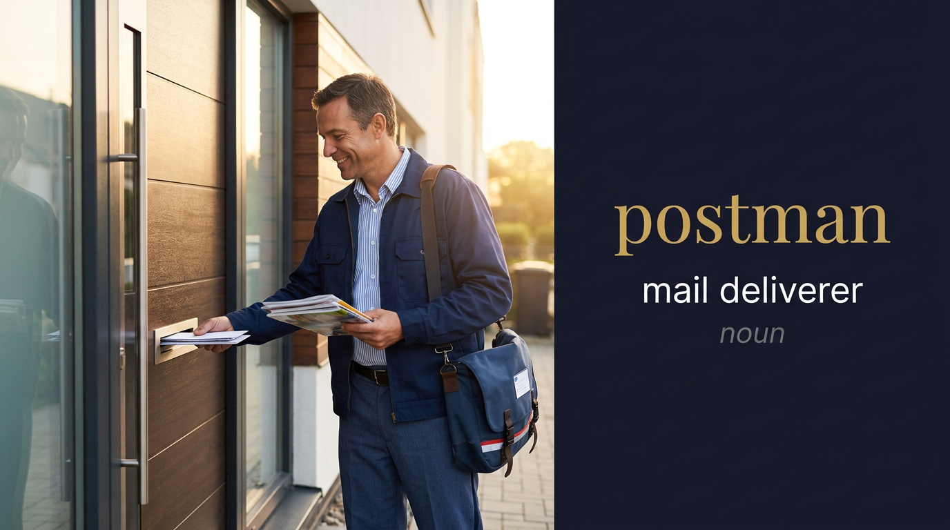 Postman (ساعي البريد) — illustrated meaning of the English word Postman on GL Dictionary