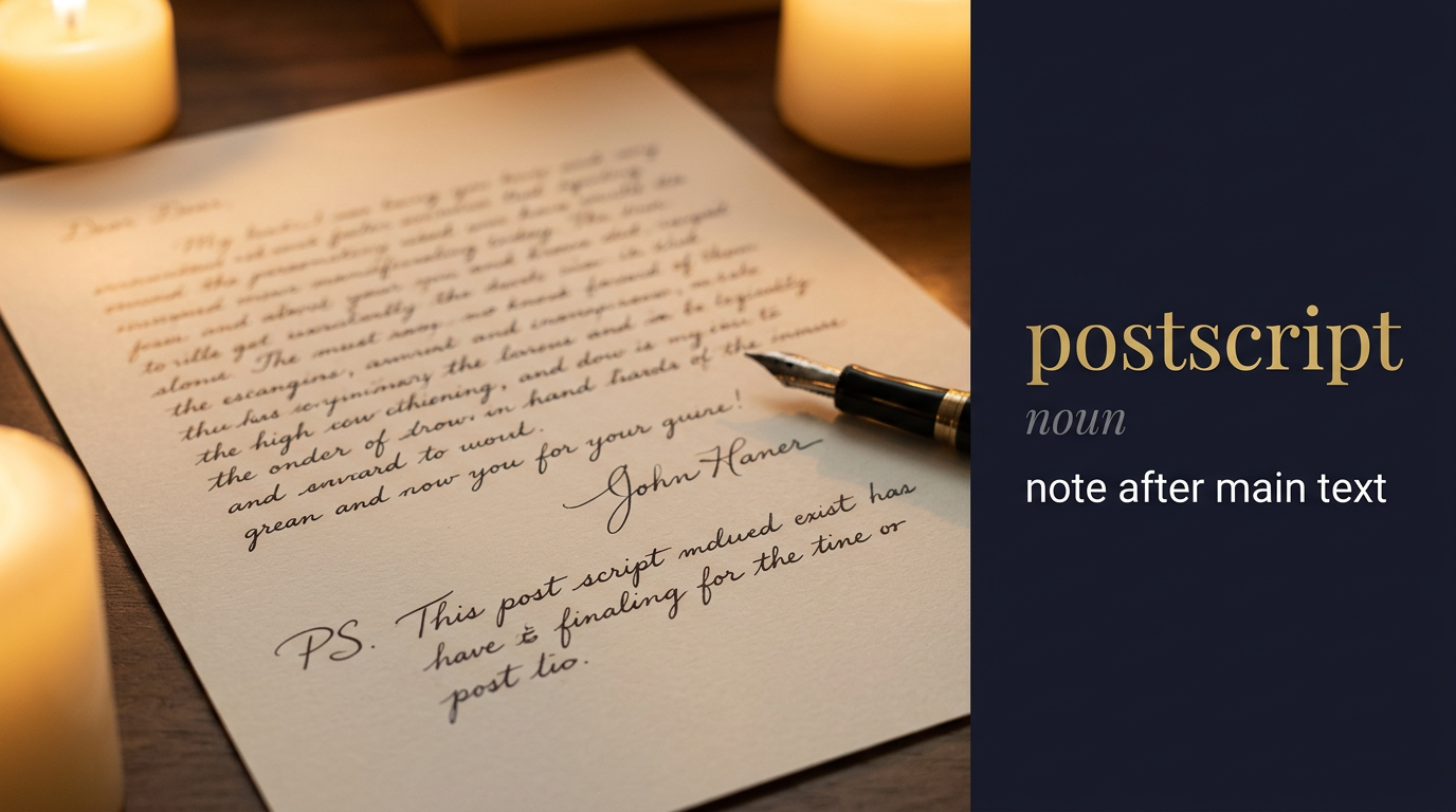 Postscript (ملاحظة إضافية) — illustrated meaning of the English word Postscript on GL Dictionary