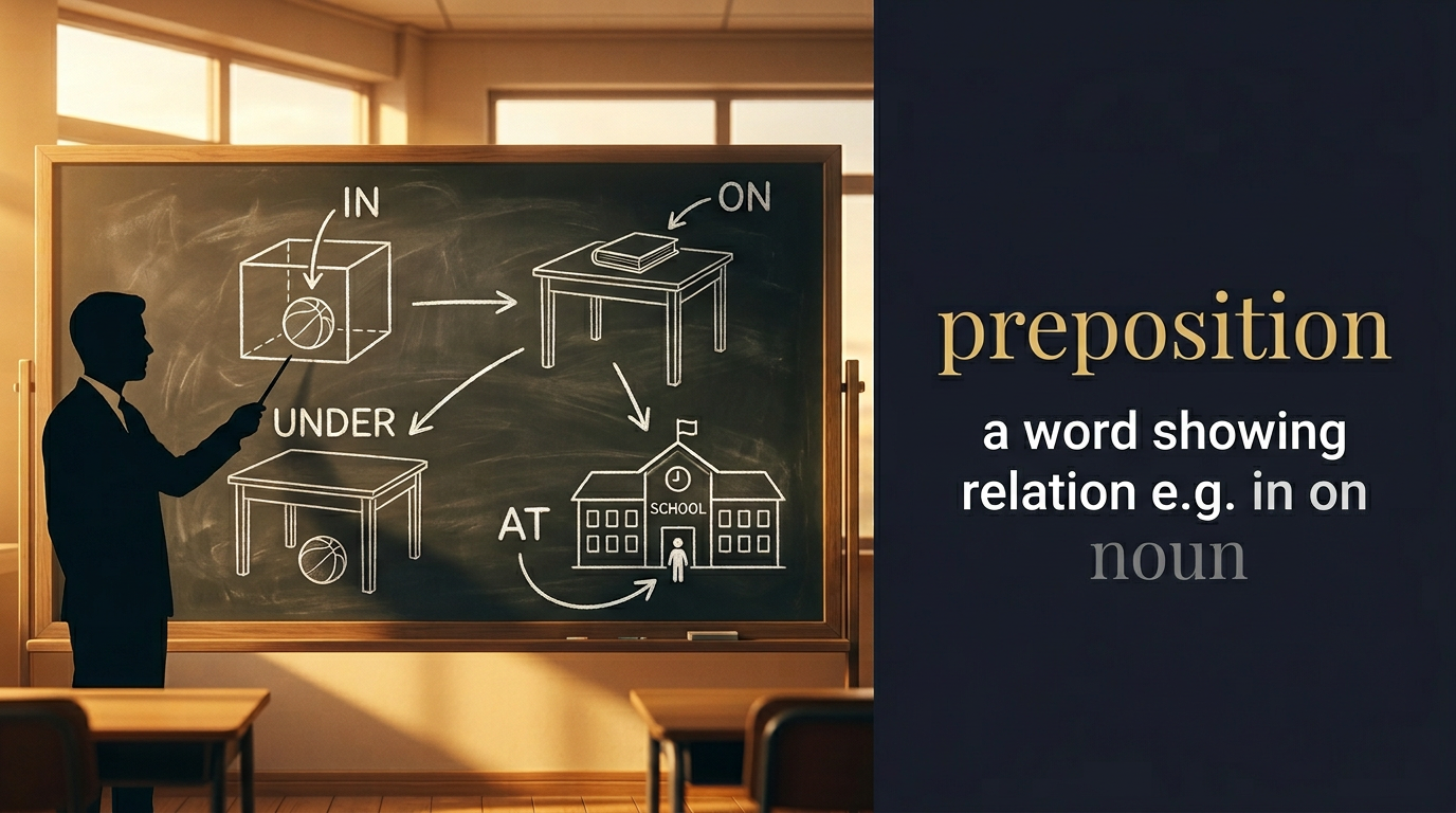 صورة توضيحية لمعنى كلمة Preposition (حرف جر)