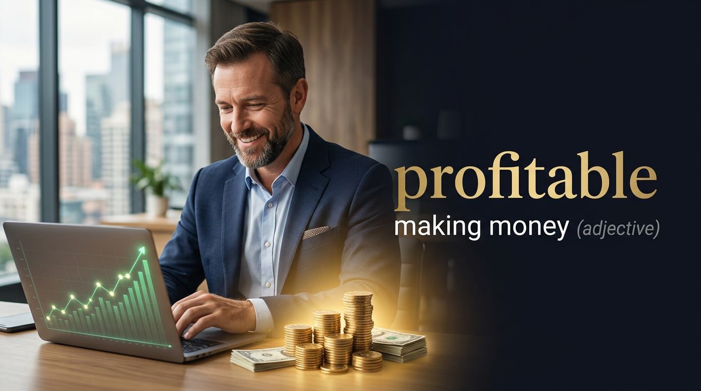 صورة توضيحية لمعنى كلمة Profitable (مُربح أو يُحقق عوائد مالية)