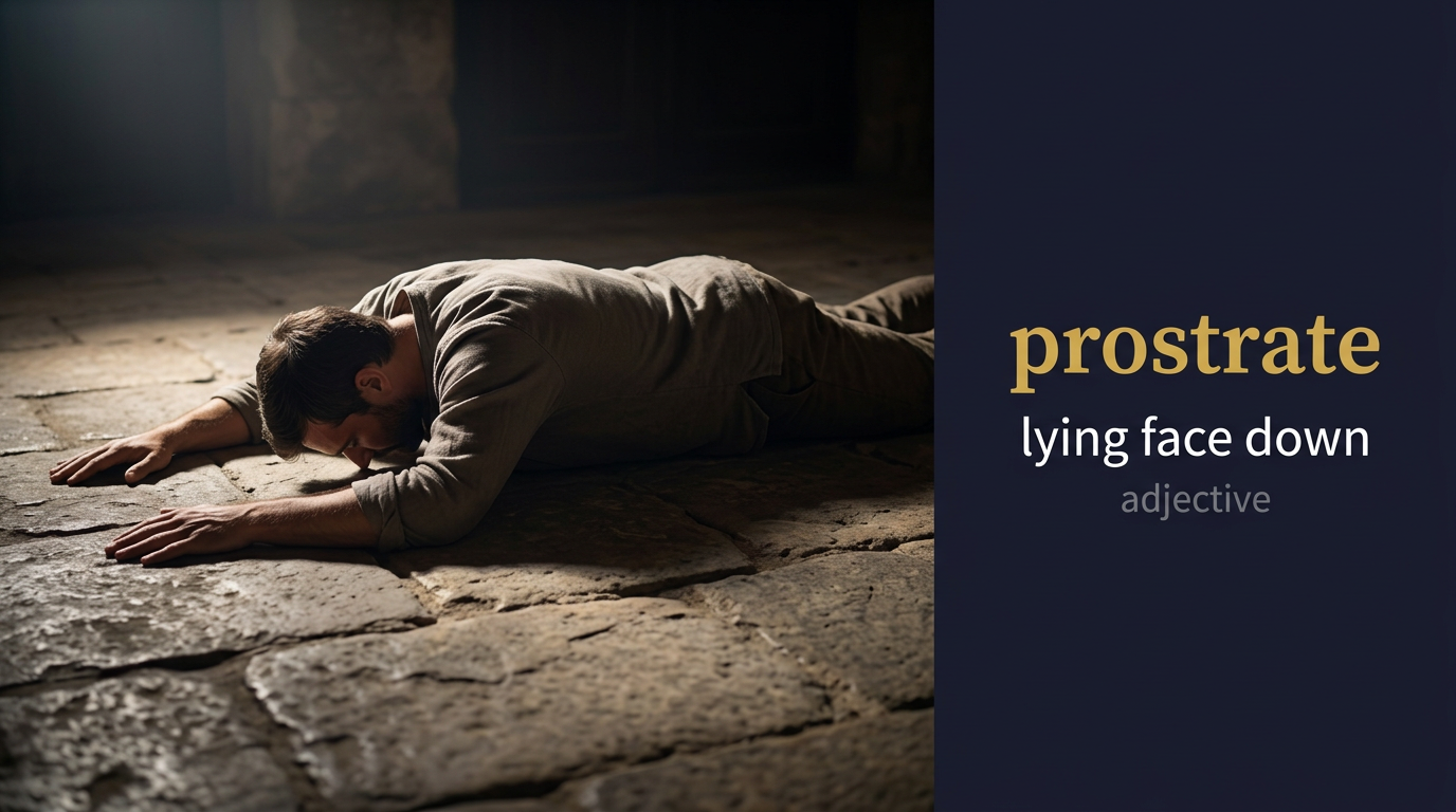 صورة توضيحية لمعنى كلمة Prostrate (مُنهك أو ساجد على الأرض)