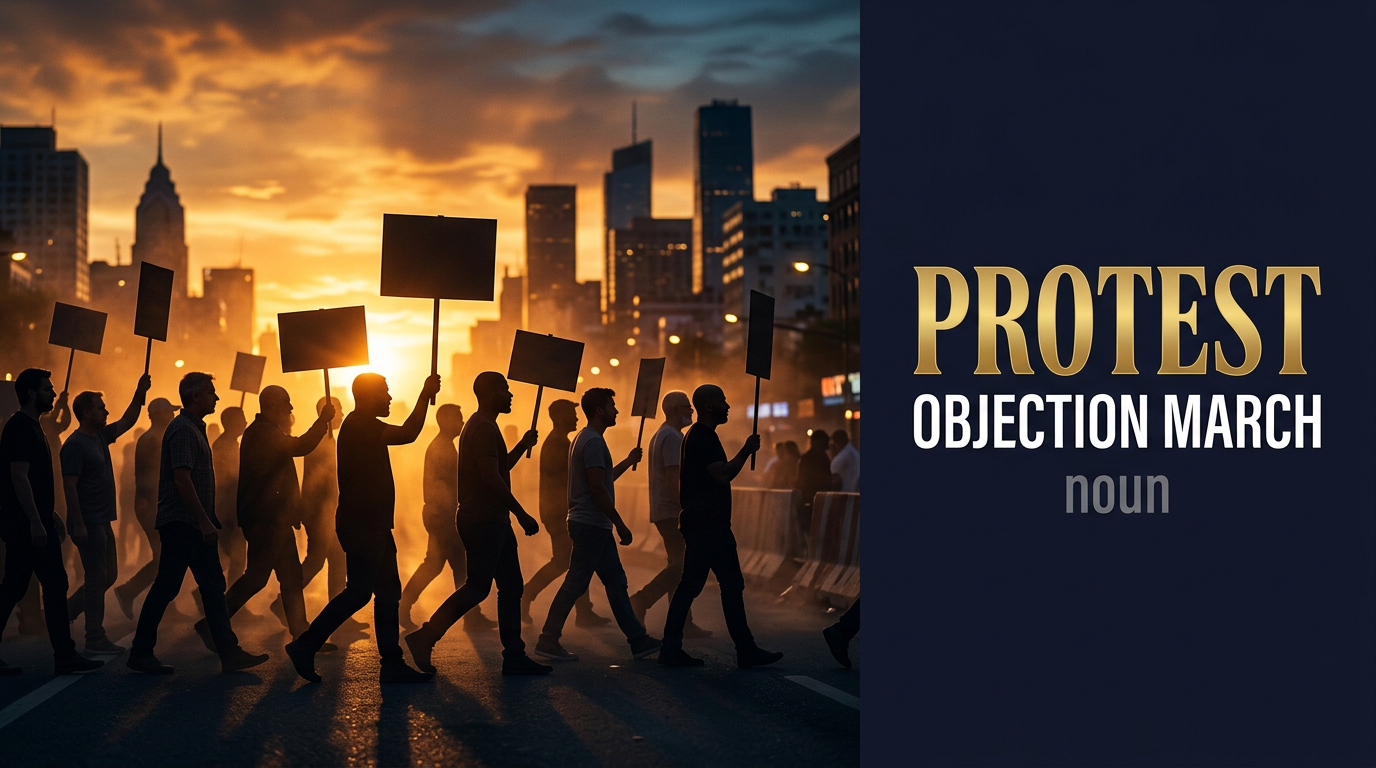 صورة توضيحية لمعنى كلمة Protest (يحتج أو يُعارض شيئاً بقوة)