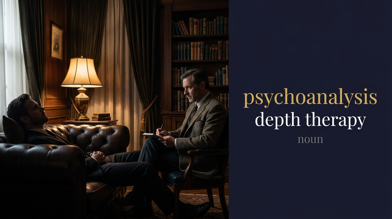صورة توضيحية لمعنى كلمة Psychoanalysis (التحليل النفسي لفهم اللاوعي والسلوك)