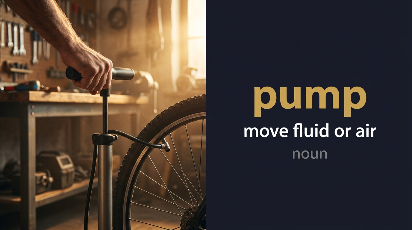 Pump (مضخة أو آلة لضخ السوائل) — illustrated meaning of the English word Pump on GL Dictionary
