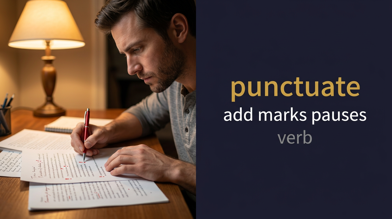 صورة توضيحية لمعنى كلمة Punctuate (يُضع علامات الترقيم أو يُقطع الكلام)