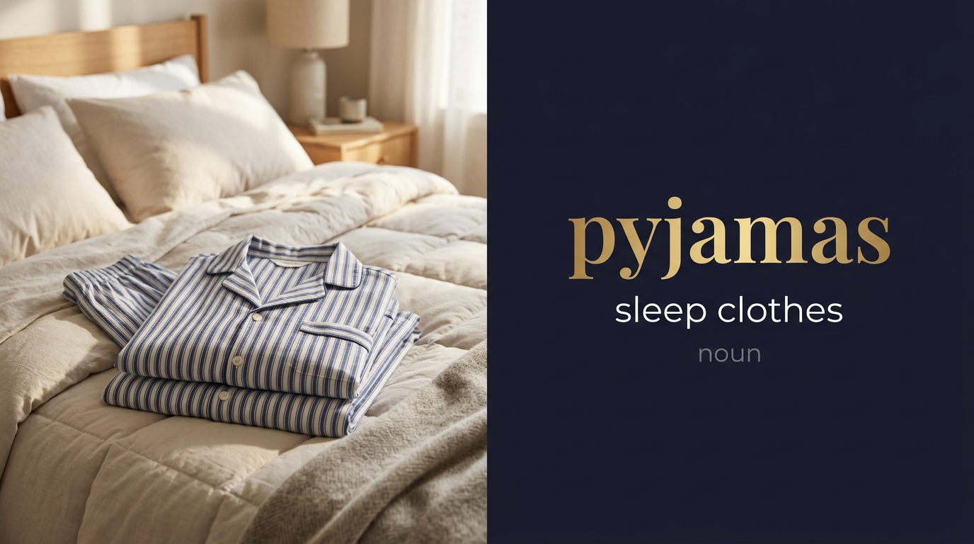 Pyjamas (ملابس النوم المُريحة والفضفاضة) — illustrated meaning of the English word Pyjamas on GL Dictionary