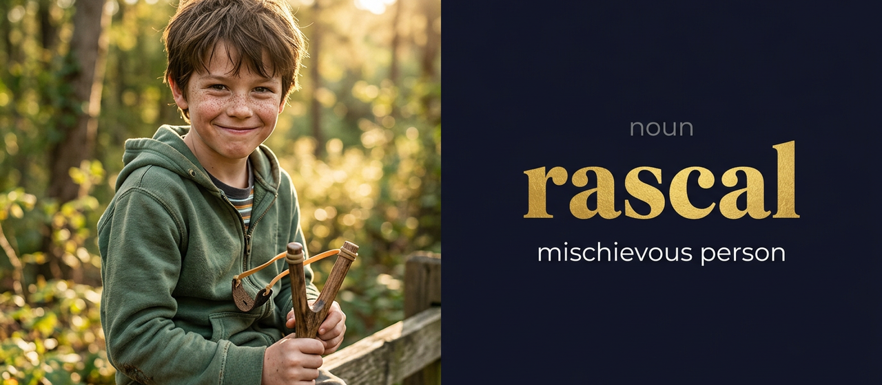 صورة توضيحية لمعنى كلمة Rascal (طفل مُشاغب أو شخص ماكر بطريقة مُسلية)