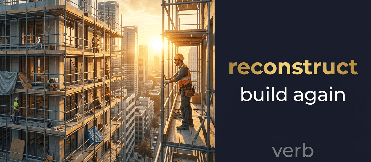 صورة توضيحية لمعنى كلمة Reconstruct (إعادة بناء أو تركيب شيء مُدمر أو مُتفكك)