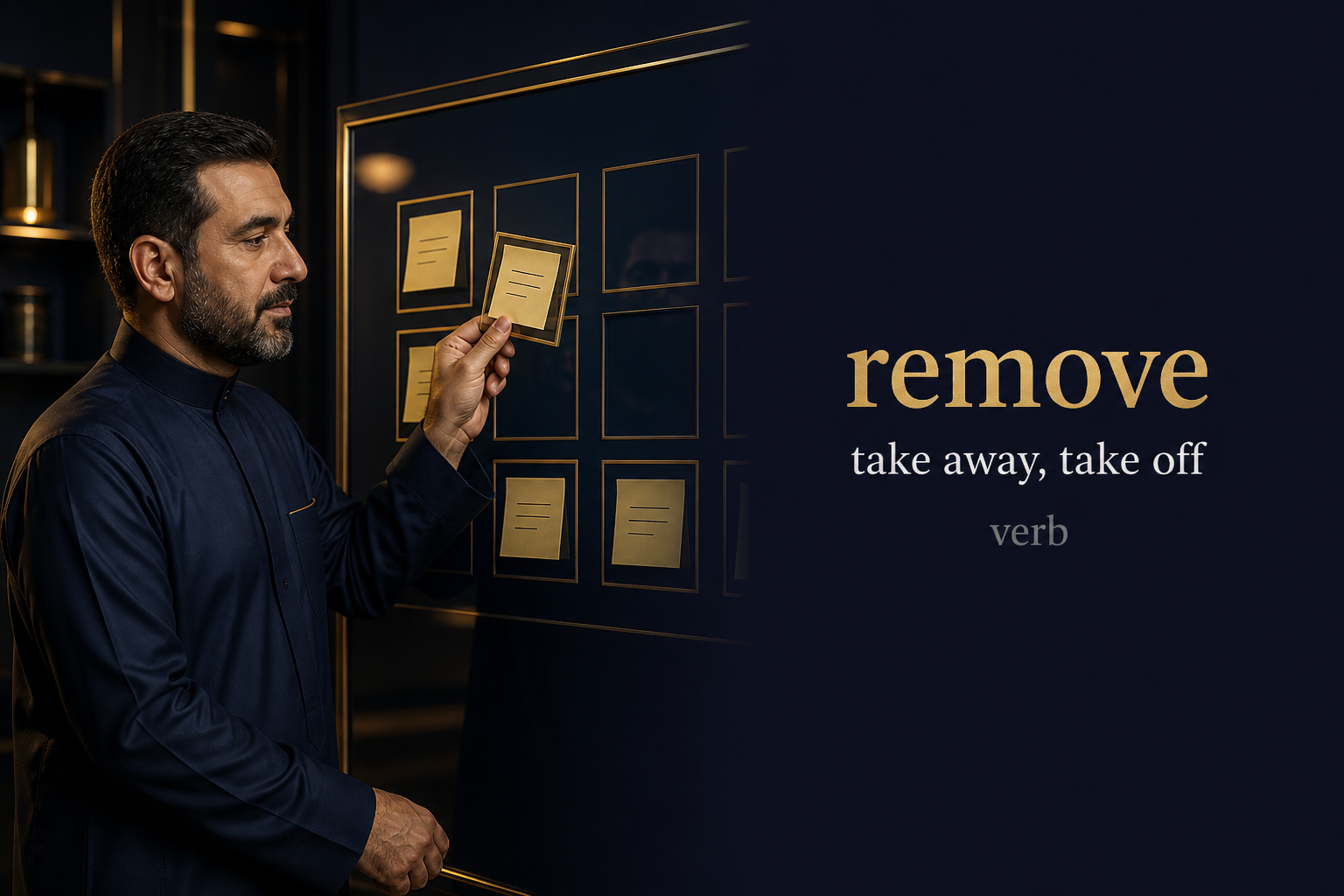 Remove (يزيل) — illustrated meaning of the English word Remove on GL Dictionary