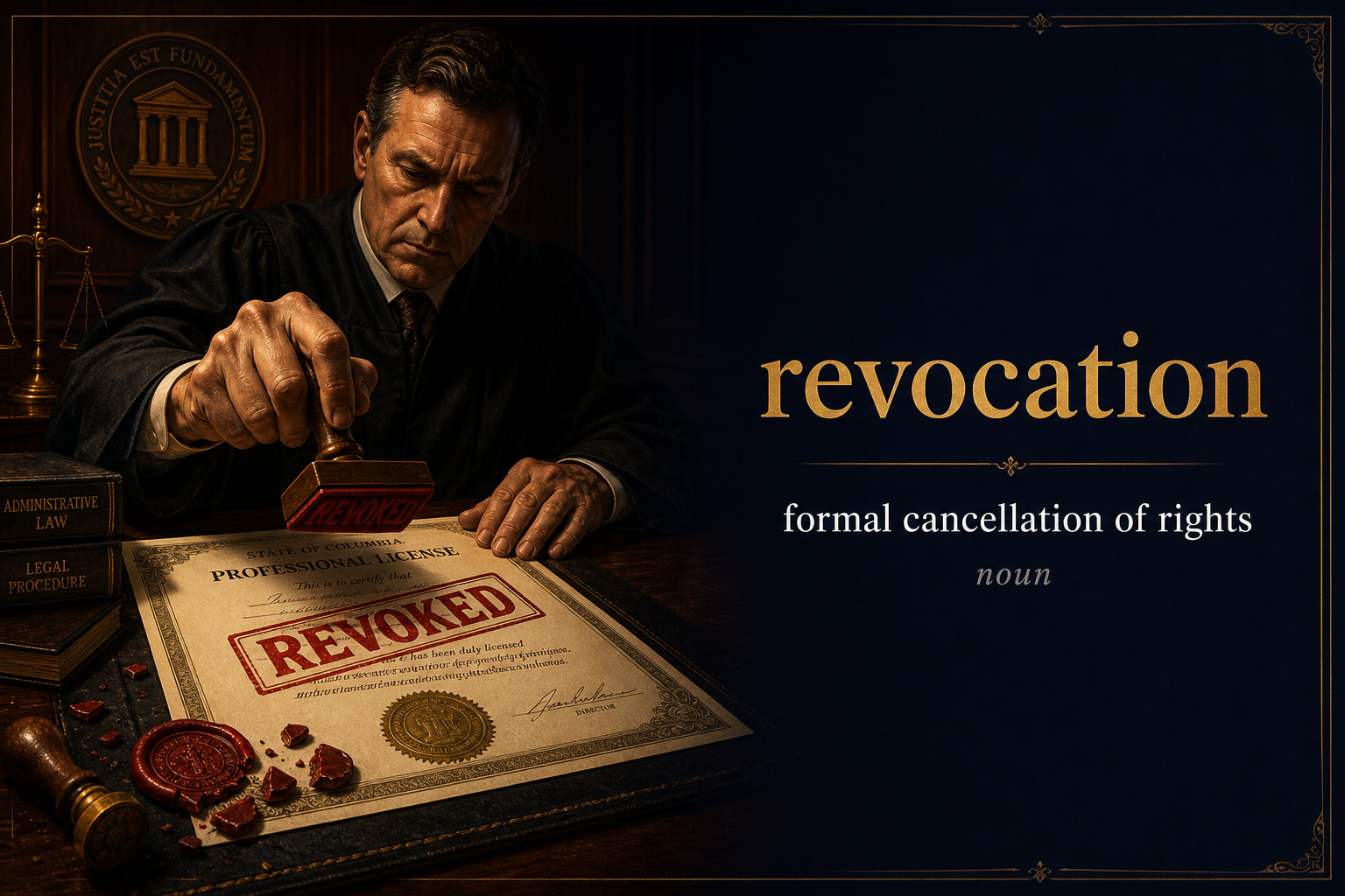 صورة توضيحية لمعنى كلمة Revocation (الإلغاء الرسمي والقانوني)