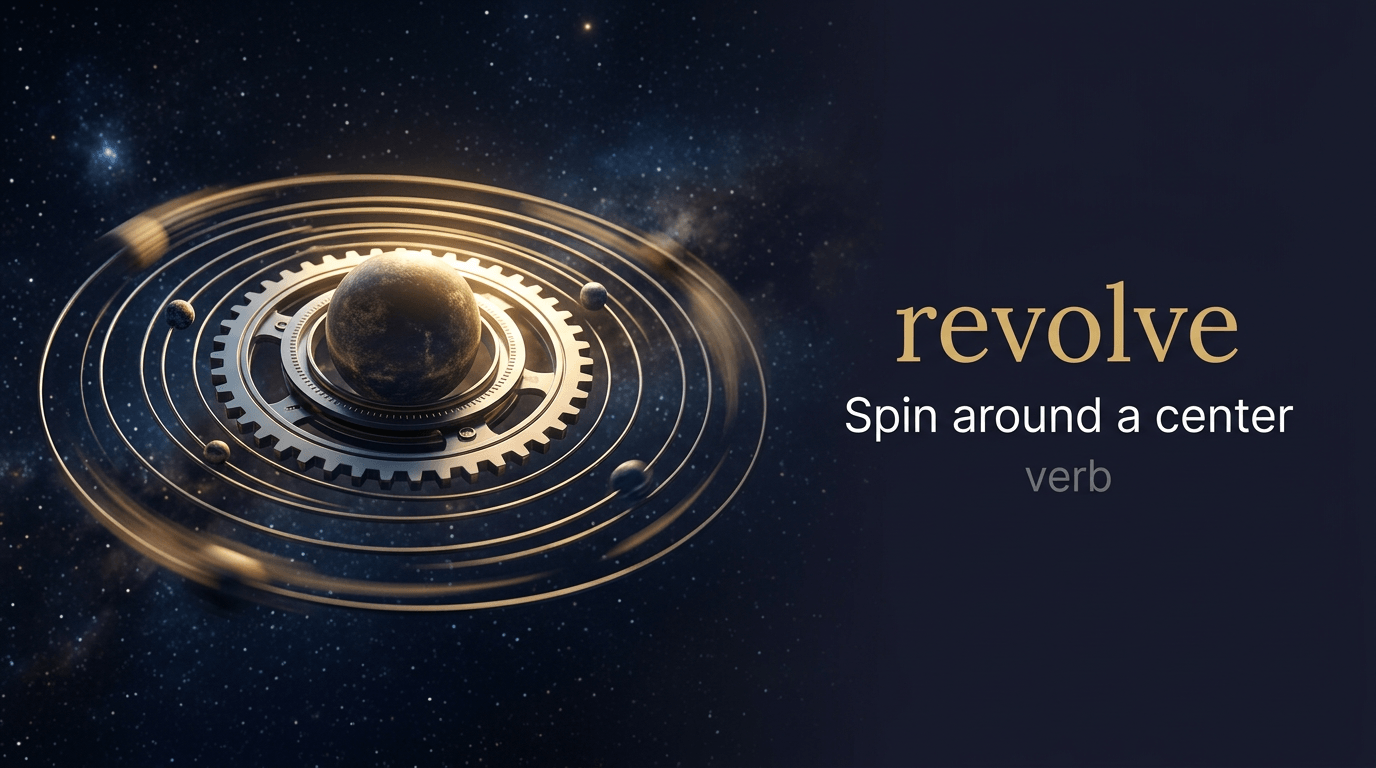 صورة توضيحية لمعنى كلمة Revolve (يدور حول محور أو نقطة مركزية)