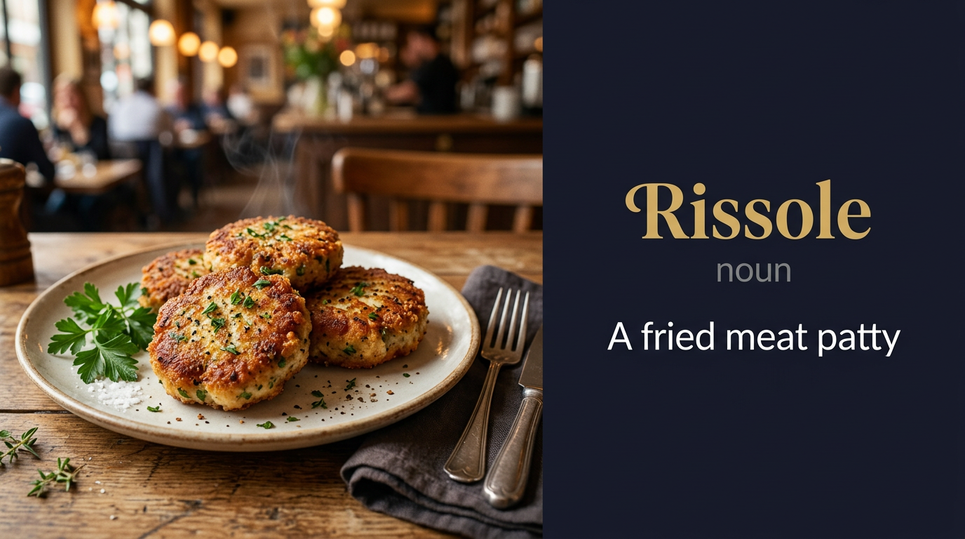 صورة توضيحية لمعنى كلمة Rissole (كرة لحم مقلية أو مخبوزة بالتوابل)
