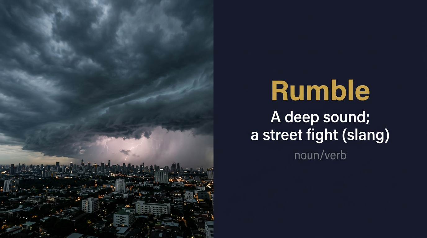 صورة توضيحية لمعنى كلمة Rumble (صوت دمدمة عميق ومُستمر كالرعد)