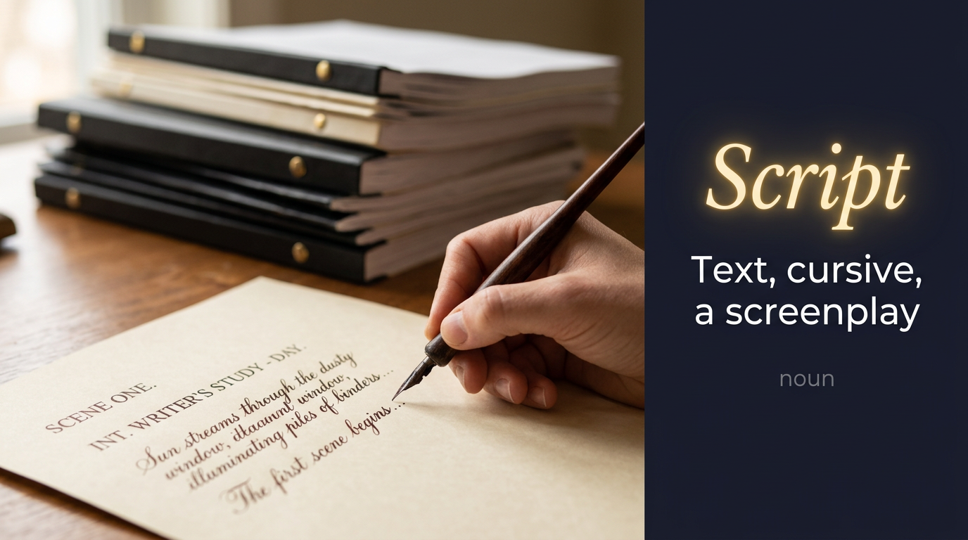صورة توضيحية لمعنى كلمة Script (نص مكتوب أو برنامج حاسوبي أو نص مسرحي)
