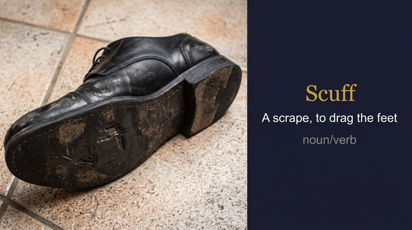 صورة توضيحية لمعنى كلمة Scuff (يخدش أو يُحدث علامات على السطح بالاحتكاك)