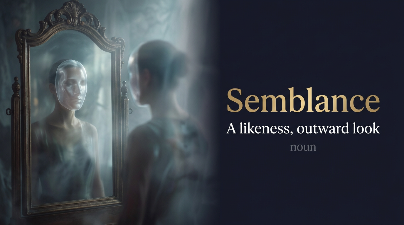 Semblance (مظهر خارجي أو شبه أو صورة تُشبه شيئاً آخر) — illustrated meaning of the English word Semblance on GL Dictionary