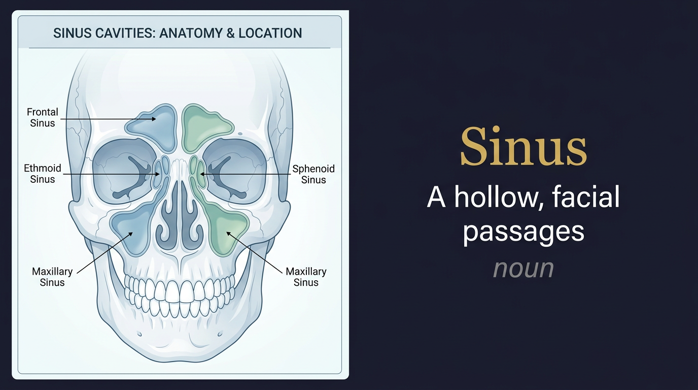 Sinus (تجويف أو فراغ) — illustrated meaning of the English word Sinus on GL Dictionary