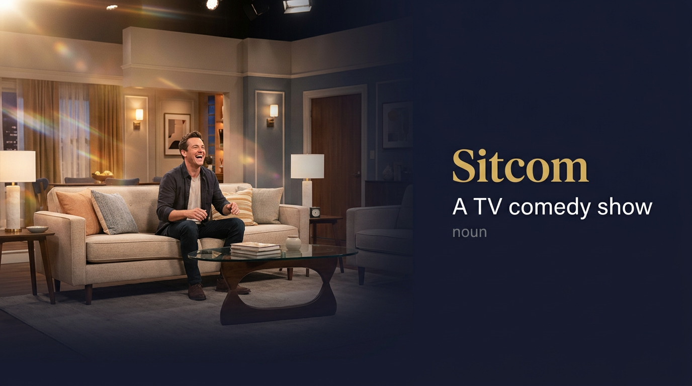 Sitcom (مُسلسل كوميدي) — illustrated meaning of the English word Sitcom on GL Dictionary