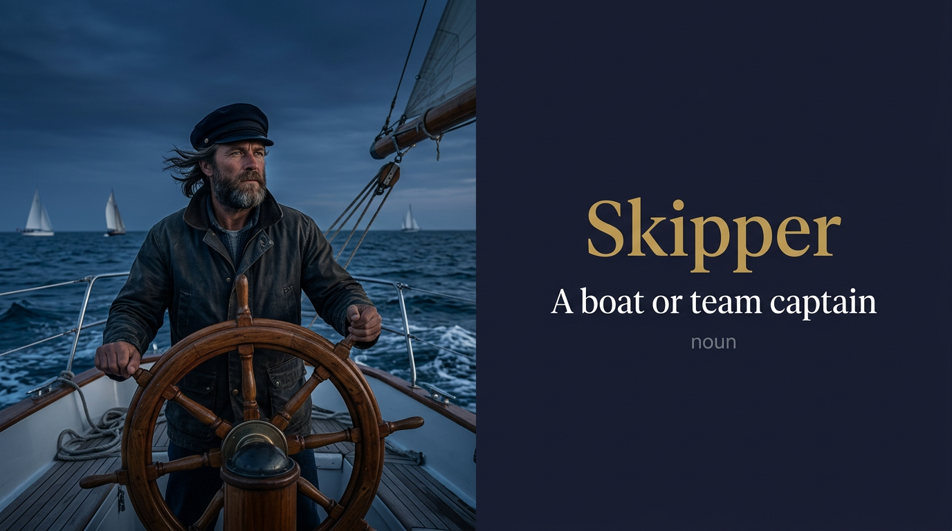 Skipper (قبطان السفينة) — illustrated meaning of the English word Skipper on GL Dictionary