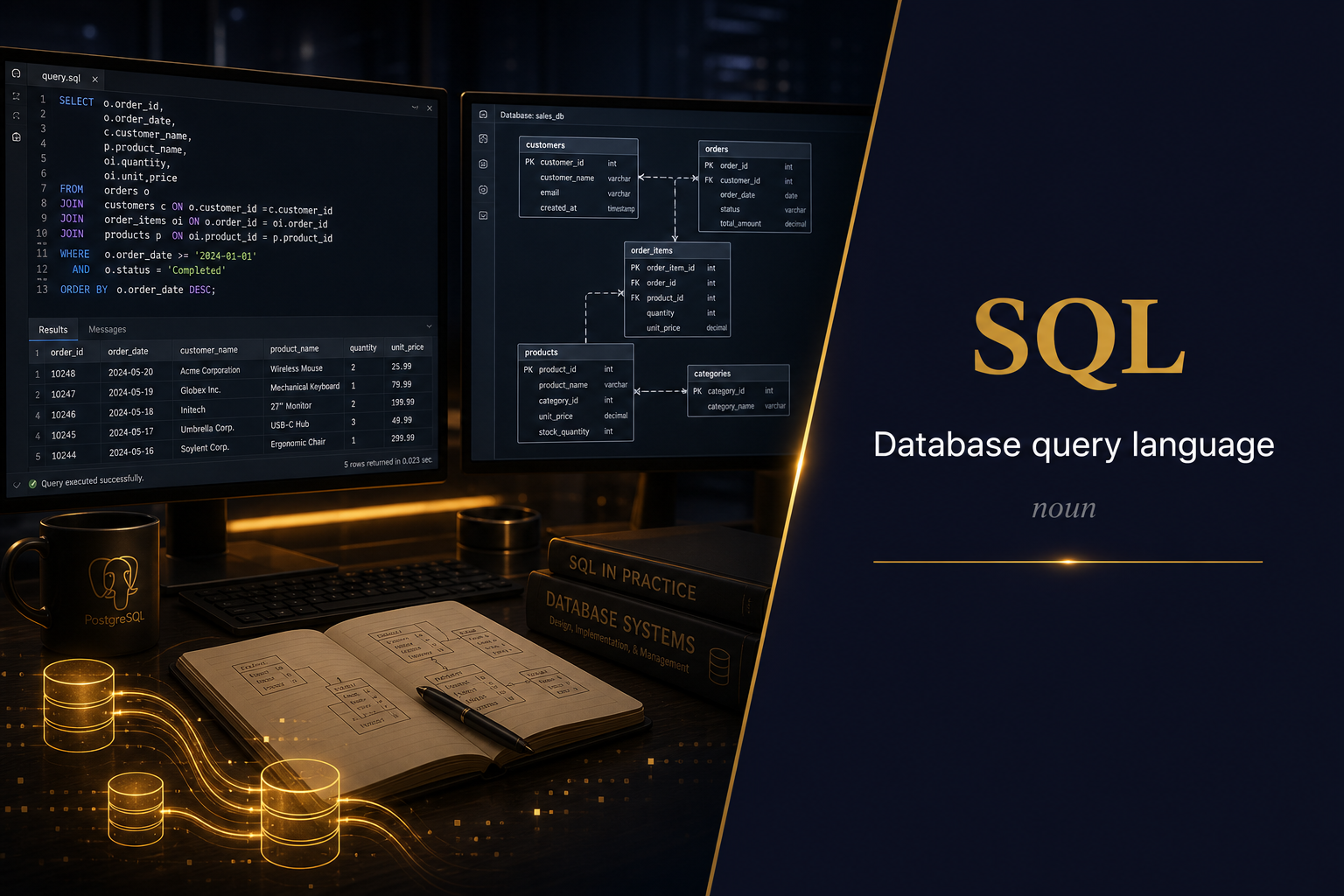 صورة توضيحية لمعنى كلمة SQL (لغة الاستعلام الهيكلية)